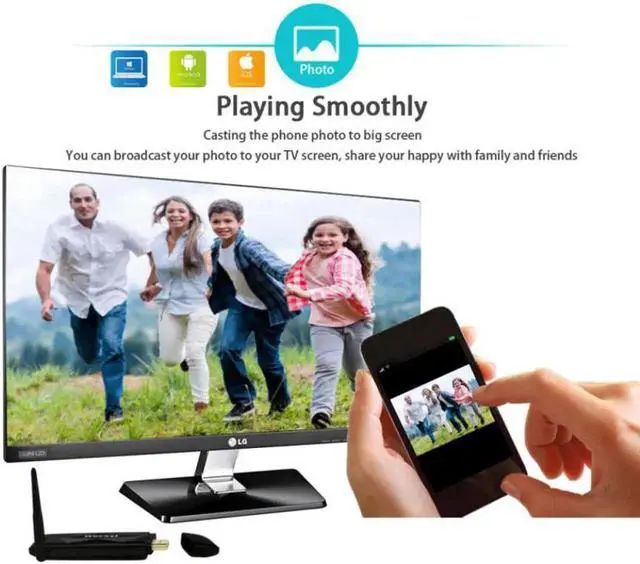 Alt view image 2 of 6 - HD 1080P Wifi Display HDMI Streaming Media Wireless Display Adapter for IOS/ Android for Airplay Miracast Dongle