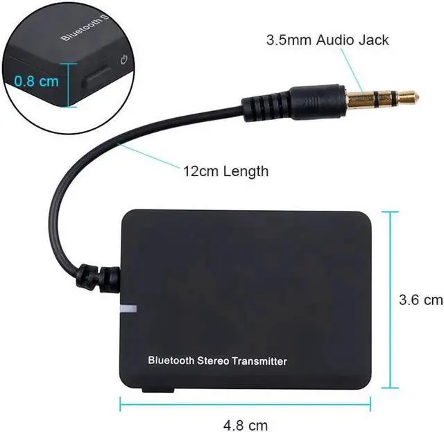 Alt view image 4 of 6 - Wireless Bluetooth Transmitter Car Kit Audio Receiver 3.5mm AUX Jack A2DP Stereo Dongle Adapter for phone iPod TV Mp3