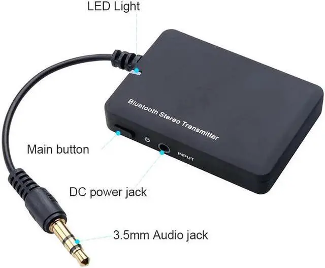 Alt view image 2 of 6 - Wireless Bluetooth Transmitter Car Kit Audio Receiver 3.5mm AUX Jack A2DP Stereo Dongle Adapter for phone iPod TV Mp3