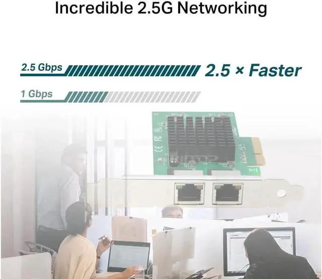 Alt view image 7 of 7 - Dual Port 2.5Gb Network Card Adapter with Intel I226 2500/1000/100Mbps PCI Express X4 Gigabit Ethernet NIC Card RJ45 LAN Controller for Windows 10/11 with Low Profile Bracket