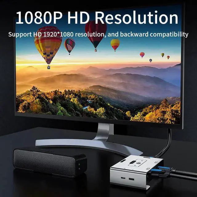 Alt view image 5 of 5 - Unnlink VGA KVM Switch Hdmi Vga to VGA KVM 2 in 1 1080P 60Hz Video Switcher for PC Laptop PS/4/5 Xbox to TV Monitor Projector