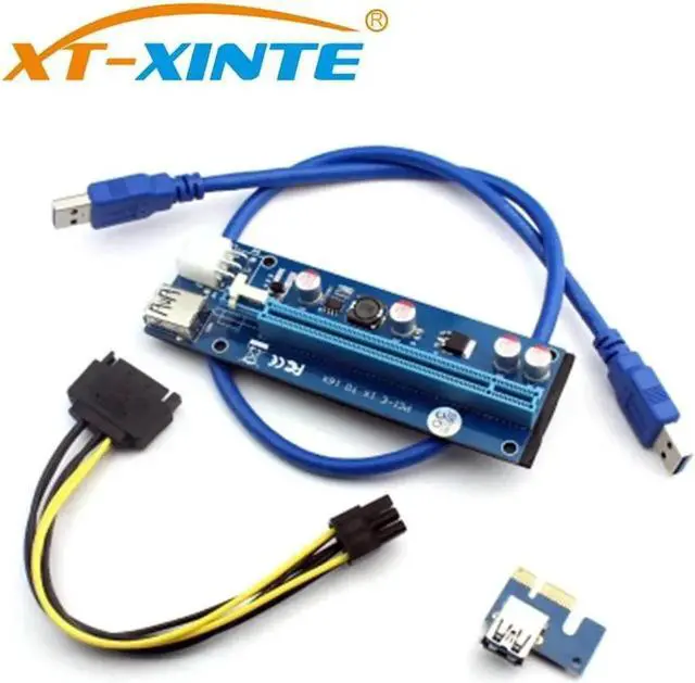 Main image of PCI Express PCI-E 1X to 16X Riser Card 6Pin 4Pin PCIE USB3.0 SATA Card Extension Cable for Miner Mining BTC Dedicated Adapter