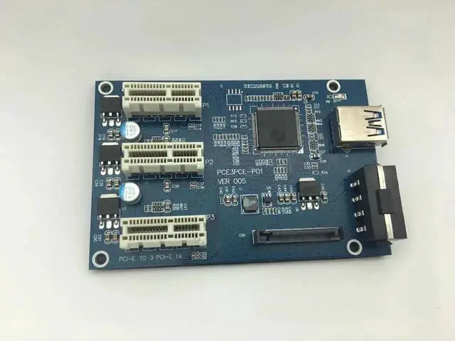 Alt view image 5 of 6 - PCI E 1 to 3 PCI express 1X slots Riser Card Mini ITX to external 3 PCI E slot adapter PCIe Port Multiplier Card VER005 1X TO 16