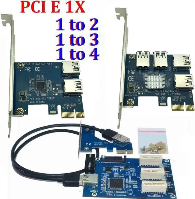 Alt view image 4 of 6 - PCI E 1 to 3 PCI express 1X slots Riser Card Mini ITX to external 3 PCI E slot adapter PCIe Port Multiplier Card VER005 1X TO 16