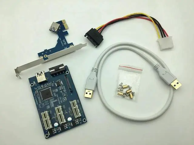 Alt view image 2 of 6 - PCI E 1 to 3 PCI express 1X slots Riser Card Mini ITX to external 3 PCI E slot adapter PCIe Port Multiplier Card VER005 1X TO 16