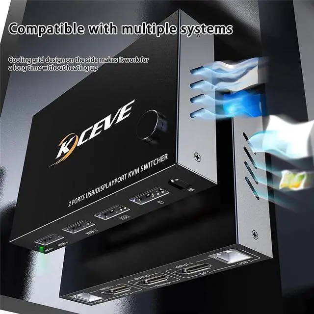 Alt view image 4 of 6 - 2 In 1 Out DP 4K 60Hz KVM Switch PC Dual Monitor Switcher Adapter Shared Printer Mouse Keyboad Video Display USB Swltch Splitter