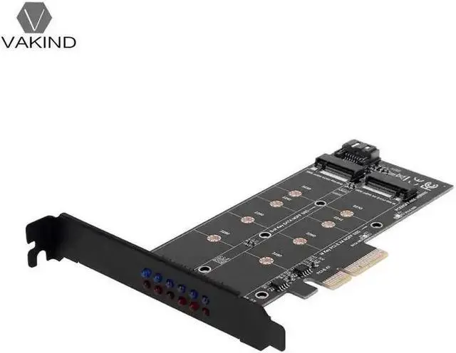 Alt view image 6 of 6 - PCI-E 4X to NGFF SSD Adapter Card B Key M Key M.2 NGFF NVME Dual Interface PCI Express PCIE Adapter Card with SATA Cable