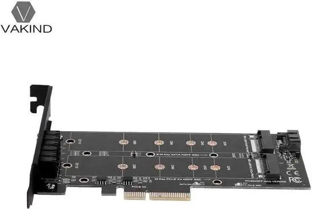 Alt view image 4 of 6 - PCI-E 4X to NGFF SSD Adapter Card B Key M Key M.2 NGFF NVME Dual Interface PCI Express PCIE Adapter Card with SATA Cable