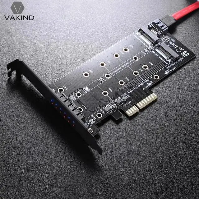 Alt view image 2 of 6 - PCI-E 4X to NGFF SSD Adapter Card B Key M Key M.2 NGFF NVME Dual Interface PCI Express PCIE Adapter Card with SATA Cable