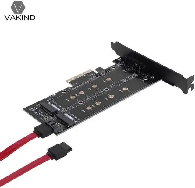 Alt view image 3 of 6 - PCI-E 4X to NGFF SSD Adapter Card B Key M Key M.2 NGFF NVME Dual Interface PCI Express PCIE Adapter Card with SATA Cable
