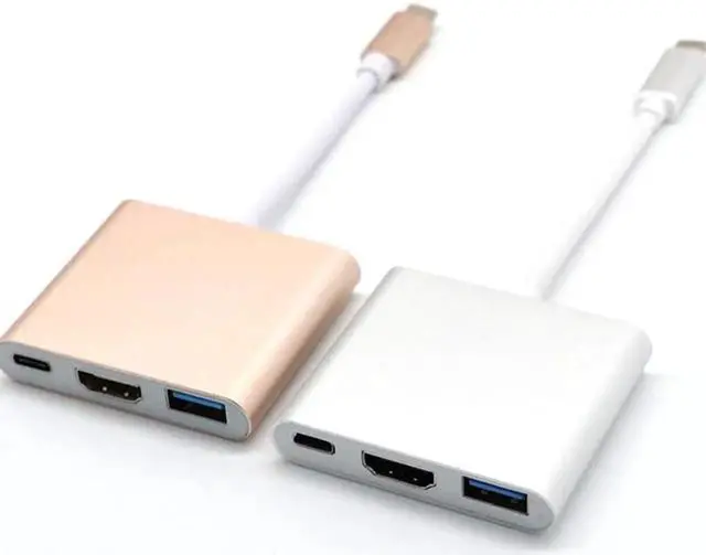 Alt view image 6 of 6 - 1pcs Type C USB 3.1 To USB 3.0 4K HDMI Adapter Cable 3 In 1 Hub For Apple Macbook Multiport Metal Case Charger Converter Adapter