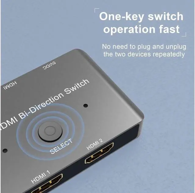 Alt view image 4 of 7 - 8K HD 2.1 Bi-Directional Switch 8K@60Hz 4K@120Hz 1 in 2 out / 2 in 1 out High Speed 48Gbps Splitter for Xbox X PS5 - Gray