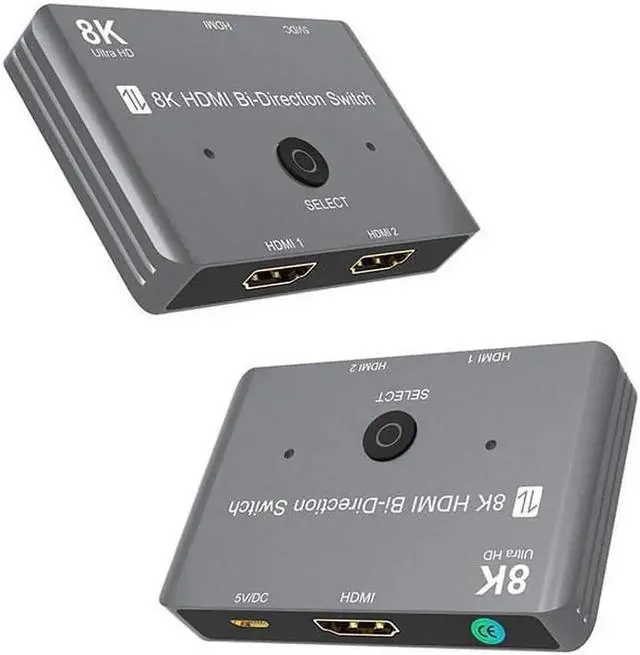 Main image of 8K HD 2.1 Bi-Directional Switch 8K@60Hz 4K@120Hz 1 in 2 out / 2 in 1 out High Speed 48Gbps Splitter for Xbox X PS5 - Gray
