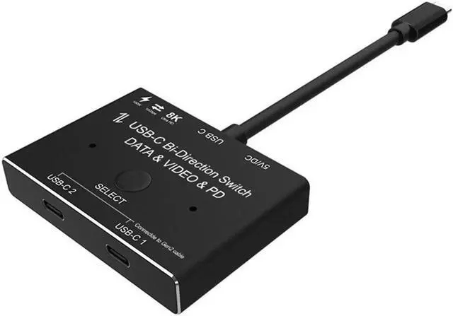 Alt view image 5 of 6 - 1x2/2x1 USB C KVM two-way Switch USB 3.1 splitter data video switcher 8K @ 30Hz PD 100W for PC monitor Mobile phone