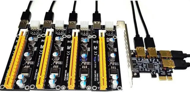 Alt view image 3 of 4 - Add in Card PCIe 1 to 4 PCI express 16X Slots Riser Card PCI E 1X to 4 PCI e slot Adapter USB 3.0 Port Multiplier for Mining