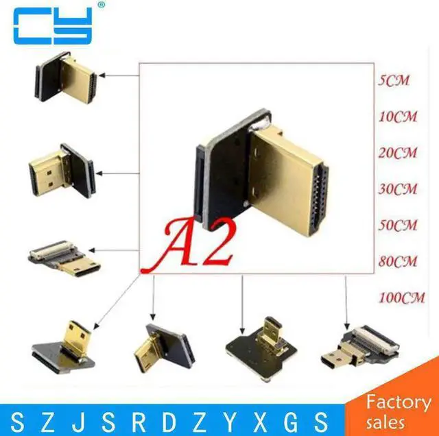 Main image of A2 FPV Micro HDMI Mini HDMI degree Adapter 5cm-100cm FPC Ribbon Flat HDMI Cable Pitch 20pin for Multicopter Aerial Photography