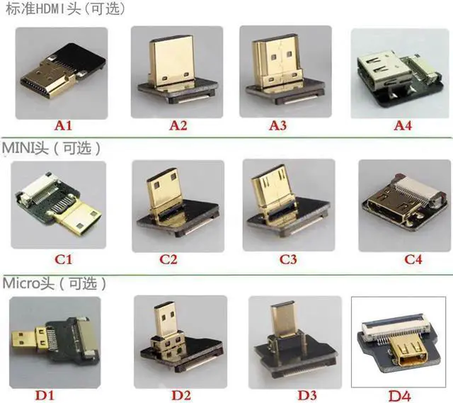 Alt view image 4 of 6 - A2 FPV Micro HDMI Mini HDMI degree Adapter 5cm-100cm FPC Ribbon Flat HDMI Cable Pitch 20pin for Multicopter Aerial Photography