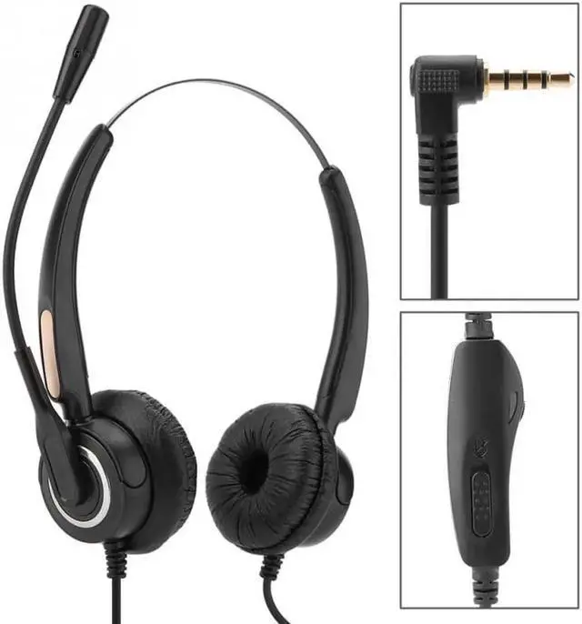 Alt view image 6 of 6 - Aomoproing H500D-3.5 3.5mm Call Center Headphone Stretchable Over Ear Headphone With Noise Reduction MIC