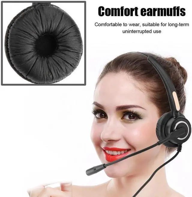 Alt view image 5 of 6 - Aomoproing H500D 2.5mm Call Center Headphone Stretchable Over Ear Headphone With Noise Reduction MIC