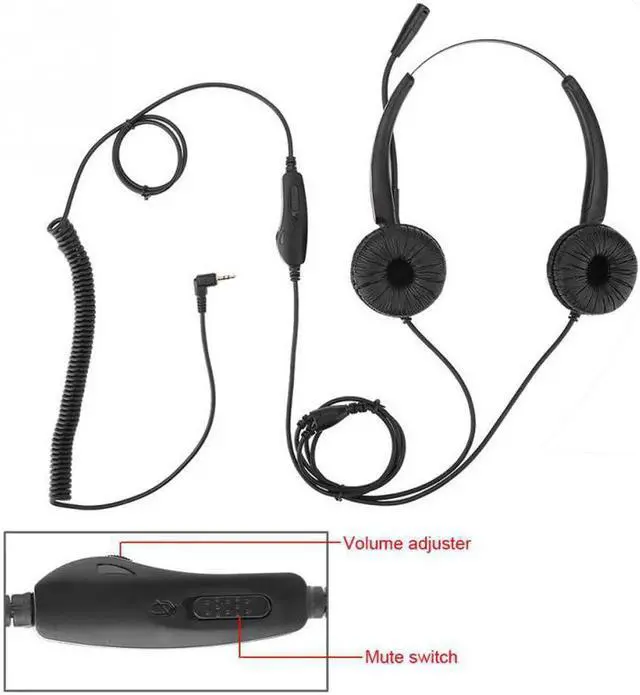 Alt view image 4 of 6 - Aomoproing H500D 2.5mm Call Center Headphone Stretchable Over Ear Headphone With Noise Reduction MIC