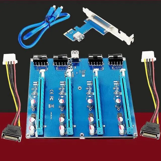 Main image of PCIe 1 to 4 PCI express 16X slots Riser Card USB3.0 PCI-E 1X to External 4 PCI-e slot Adapter Port Multiplier Card for BTC Miner