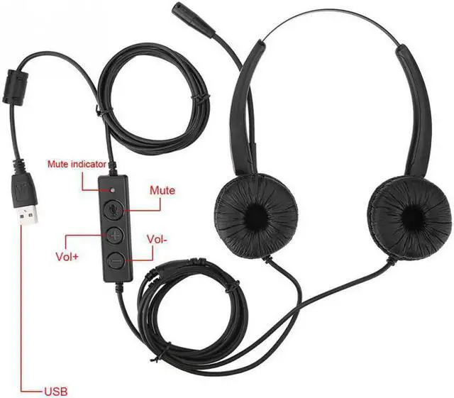Alt view image 2 of 6 - Aomoproing H500D USB Call Center Headphone Stretchable Over Ear Headphone With Noise Reduction MIC