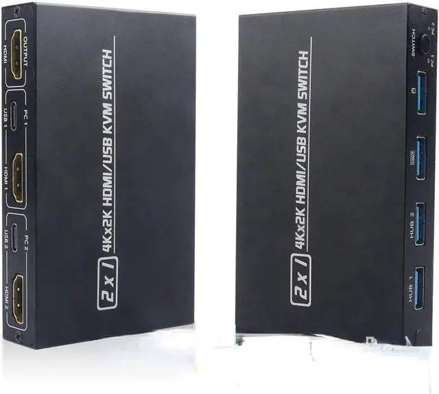 Alt view image 4 of 4 - 4K KVM Switch HDMI-compatible 2 Port Box USB for Shared Monitor Keyboard and Mouse Adaptive EDID / HDCP Printer Plug and Play