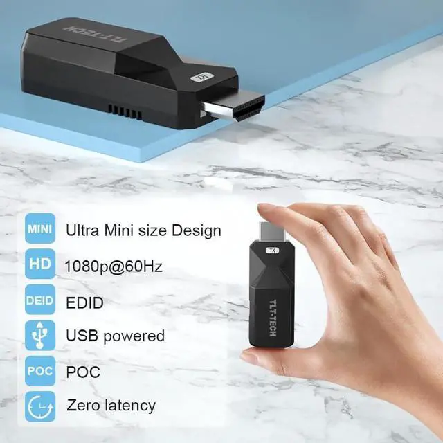 Alt view image 5 of 5 - 60M HDMI-compatible Extender Cat5e Cat 6 Ethernet UTP HD to Lan Converter 1080p 60Hz EDID Transmitter Receiver POC TX RX