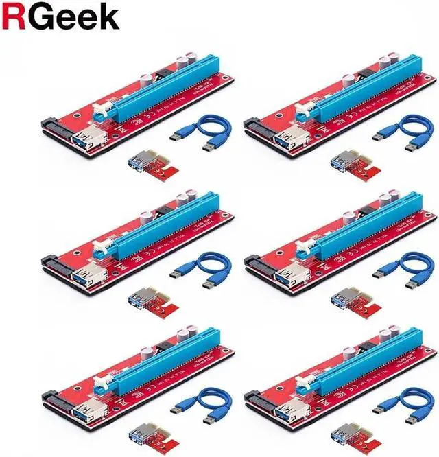 Main image of VER007S PCI Express PCI-E 1X to 16X Riser Card Extender with USB 3.0 Data Cable & 15Pin SATA Molex Power Interface