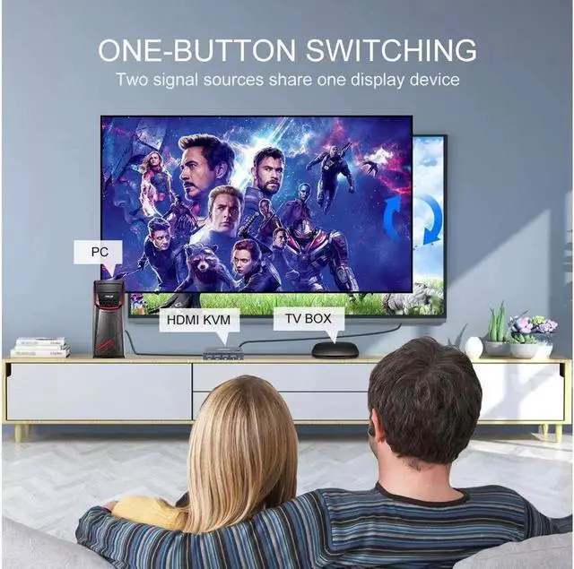 Alt view image 3 of 7 - Switch HDMI 2 Port Box, AIMOS USB and HDMI Switches 4 USB Hub, UHD 4K @30Hz, for 2 Computers Share Keyboard Mouse and one HD Monitor