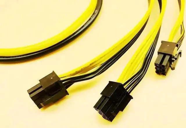 Alt view image 2 of 6 - 5PCS Power Supply Cable 3 6Pin Adapter Cable 6pin GPU Video Card Wire 10AWG + 16AWG Cables 90cm for BTC ETH LTH Miner Mining