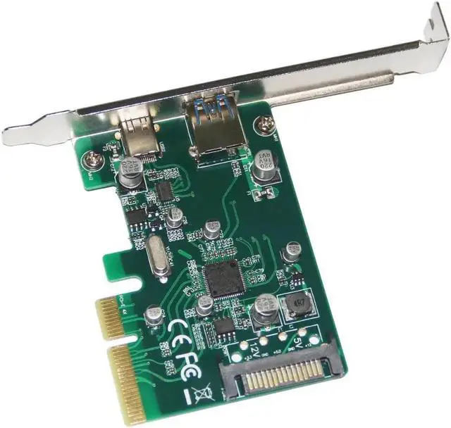 Alt view image 6 of 6 - 2 ports USB 3.1 Type-A + Type-C PCI express Card PCIe low profile bracket pci-e 4x to usb3.1 Type A & C adapter 10Gbps USB-C