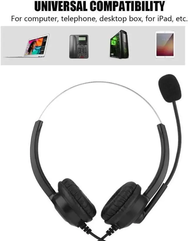 Alt view image 6 of 6 - Aomoproing Call Center Headphone Noise Cancelling Headset With Crystal USB 3.5/2.5MM Plug For Customer Service/ Game/PC Headphones 2018