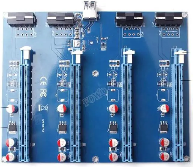 Alt view image 3 of 6 - PCIe 1 to 4 PCI Express 1X slots Riser Card Mini ITX to external 4 PCI-e Slot