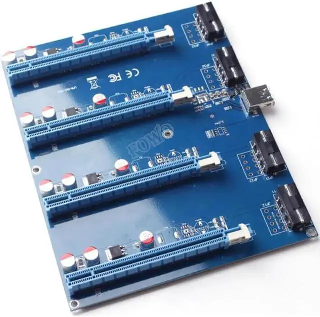 Alt view image 4 of 6 - PCIe 1 to 4 PCI Express 1X slots Riser Card Mini ITX to external 4 PCI-e Slot