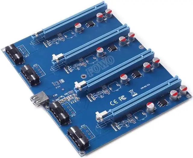 Alt view image 6 of 6 - PCIe 1 to 4 PCI Express 1X slots Riser Card Mini ITX to external 4 PCI-e Slot