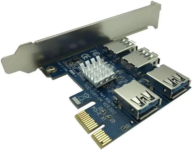Alt view image 2 of 6 - PCIE PCI E PCI Express 1X to 16X Riser Card 1 to 4 USB3.0 Multiplier Hub Adapter For Bitcoin Mining Miner Mining Device