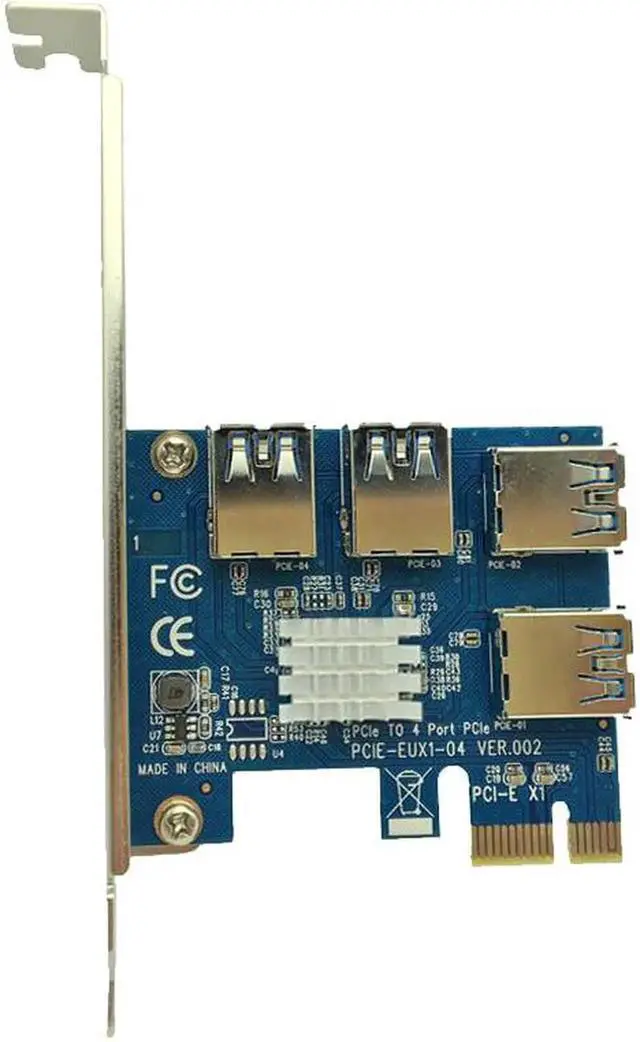 Alt view image 3 of 6 - PCIE PCI E PCI Express 1X to 16X Riser Card 1 to 4 USB3.0 Multiplier Hub Adapter For Bitcoin Mining Miner Mining Device