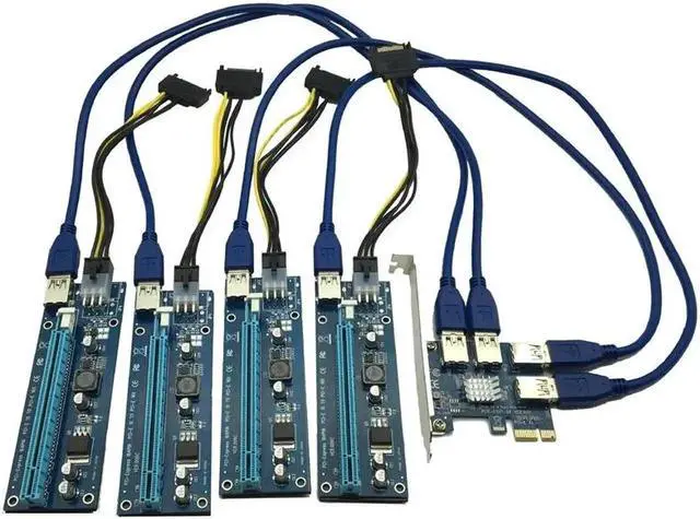 Main image of PCIE PCI E PCI Express 1X to 16X Riser Card 1 to 4 USB3.0 Multiplier Hub Adapter For Bitcoin Mining Miner Mining Device