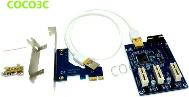 Main image of 1 to 3 PCI express 1X slots Riser Card PCIe x1 to external 3 PCIe slot adapter PCI-e Port Multiplier Card