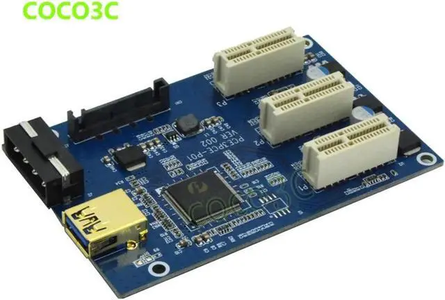 Alt view image 2 of 6 - 1 to 3 PCI express 1X slots Riser Card PCIe x1 to external 3 PCIe slot adapter PCI-e Port Multiplier Card