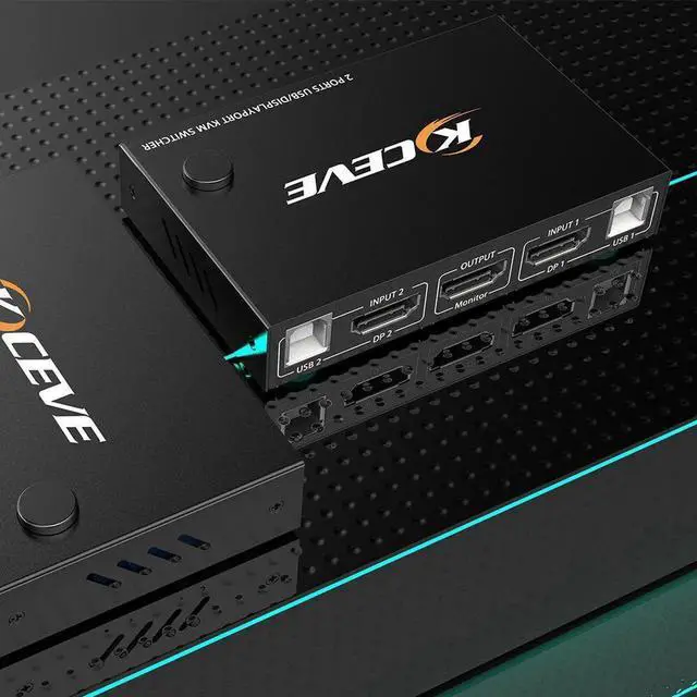 Alt view image 2 of 6 - 2 In 1 Out DP KVM Switch USB PC Dual Monitor HDMI-Compatible Switcher 4K 60Hz Displayport 1.4 for Shared Printer Mouse Keyboard