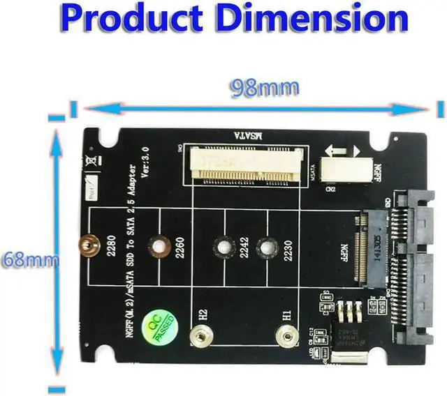 Alt view image 3 of 6 - 2 in 1 M.2 NGFF B Key Mini PCI E mSATA SSD to SATA 2.5" Adapter Card for mSATA SSD 2230 2242 2260 2280 M2 NGFF SATA M.2 Adapter
