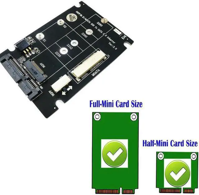 Alt view image 2 of 6 - 2 in 1 M.2 NGFF B Key Mini PCI E mSATA SSD to SATA 2.5" Adapter Card for mSATA SSD 2230 2242 2260 2280 M2 NGFF SATA M.2 Adapter