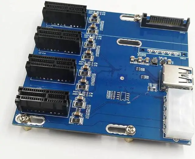 Alt view image 5 of 6 - Ship PCI-E Turn PCIe Riser Cards 1 to 4 PCI-E 1X Expansion Cards 4 Port PCIe slots/PCIePort Multiplier Cards for Miner BTC
