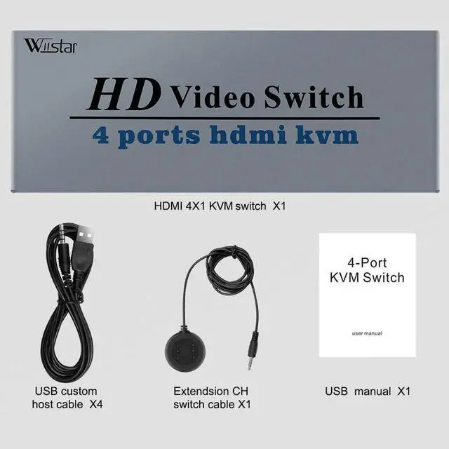 Alt view image 3 of 6 - 4K Switch KVM HDMI 4 Input 1 Output Switcher 3-port USB HDMI KVM Switch 4X1 4kX2K/30HZ HDCP1.2 for PC laptop windows&macs