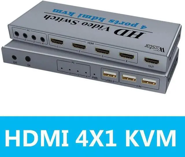 Main image of 4K Switch KVM HDMI 4 Input 1 Output Switcher 3-port USB HDMI KVM Switch 4X1 4kX2K/30HZ HDCP1.2 for PC laptop windows&macs