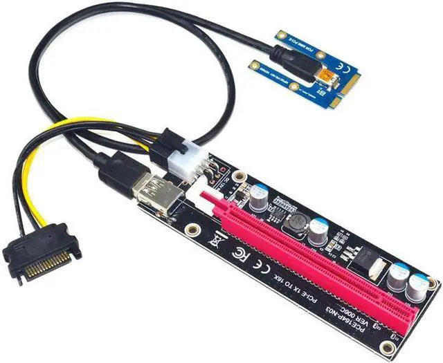 Alt view image 2 of 6 - Mini PCIe to PCI express 16X Riser for Laptop External Graphics Card EXP GDC BTC Antminer Miner mPCIe to PCI-e slot Mining Card