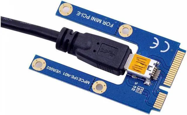 Alt view image 3 of 6 - Mini PCIe to PCI express 16X Riser for Laptop External Graphics Card EXP GDC BTC Antminer Miner mPCIe to PCI-e slot Mining Card