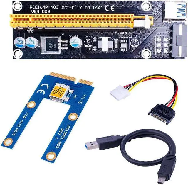Alt view image 3 of 6 - Mini PCIe 1x to PCI Express x16 Riser Card for Laptop External Graphics Card GDC Miner mini PCIe to PCI-e Slot for BTC Mining